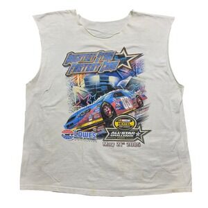 VINTAGE NASCAR‎ Muscle Tank Top Mens XL White 2005 All Star Challenge Racing Tee